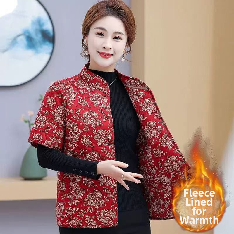 White Crane Geacă damă corduroy cu căptușeală de blană de iepure, mâneci semi-lungimi, căptușită cu fleece, primăvara 2023