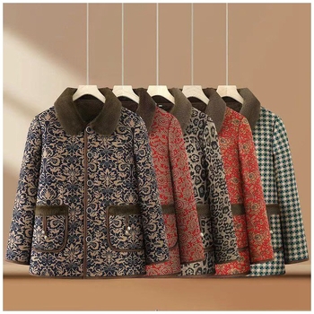 Jachetă de toamnă-iarnă pentru mame, material poliester, umplutură poliester-cotton, gros, guler cu blană, stil casual japonez-coreean