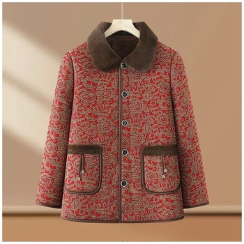 Jachetă de toamnă-iarnă pentru mame, material poliester, umplutură poliester-cotton, gros, guler cu blană, stil casual japonez-coreean