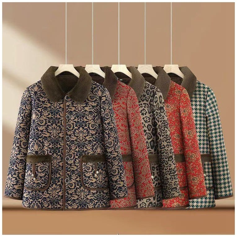 Jachetă de toamnă-iarnă pentru mame, material poliester, umplutură poliester-cotton, gros, guler cu blană, stil casual japonez-coreean