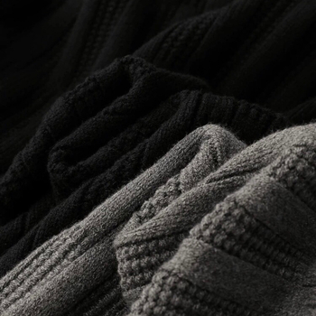 Férfi slim pulóver galléros, vastagított jacquard kötött, poliészter-szál keverék
