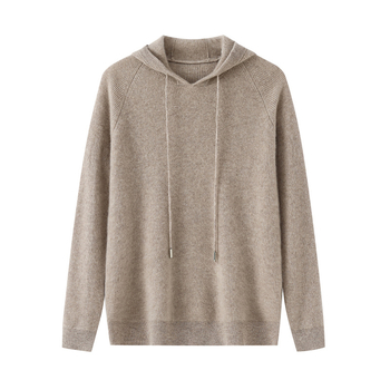 Muški pulover s kapuljom od 100% vune, ležerni kroj, debeli pleteni materijal, dugi rukavi, gradski stil