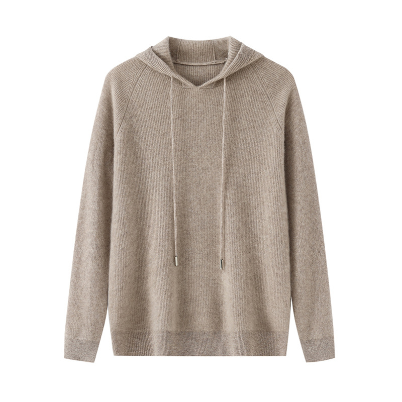 Muški pulover s kapuljom od 100% vune, ležerni kroj, debeli pleteni materijal, dugi rukavi, gradski stil