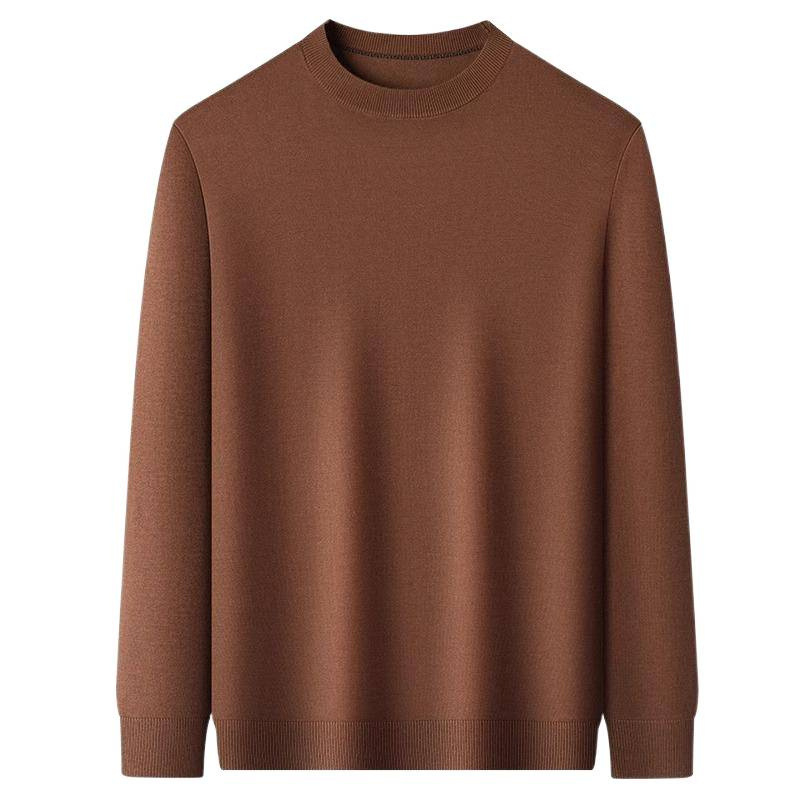 Muški pulover od finog vunenog vlakna, tanak, okrugli ovratnik, dugi rukavi, slobodan kroj, za muškarce srednje dobi, jesen 2024 izlazi