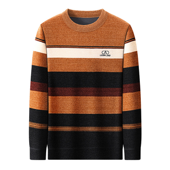 Muški zimski džemper od chenille s okruglim izrezom, jacquard pleteni