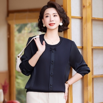 Свободен дамски топ с дълги ръкави и полувисока яка, Ice Silk и Lyocell смес, 3D ефект, японско-корейски стил, пролет 2025