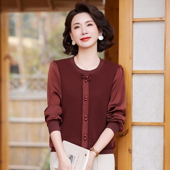 Свободен дамски топ с дълги ръкави и полувисока яка, Ice Silk и Lyocell смес, 3D ефект, японско-корейски стил, пролет 2025