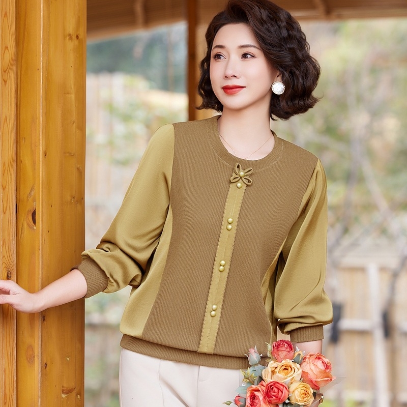 Свободен дамски топ с дълги ръкави и полувисока яка, Ice Silk и Lyocell смес, 3D ефект, японско-корейски стил, пролет 2025