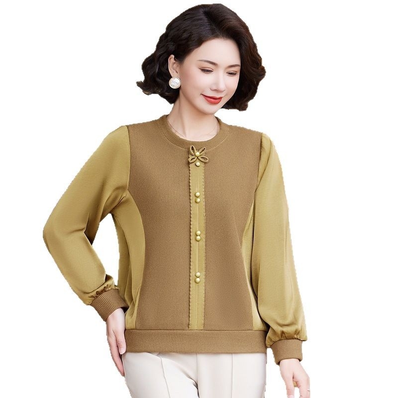 Свободен дамски топ с дълги ръкави и полувисока яка, Ice Silk и Lyocell смес, 3D ефект, японско-корейски стил, пролет 2025