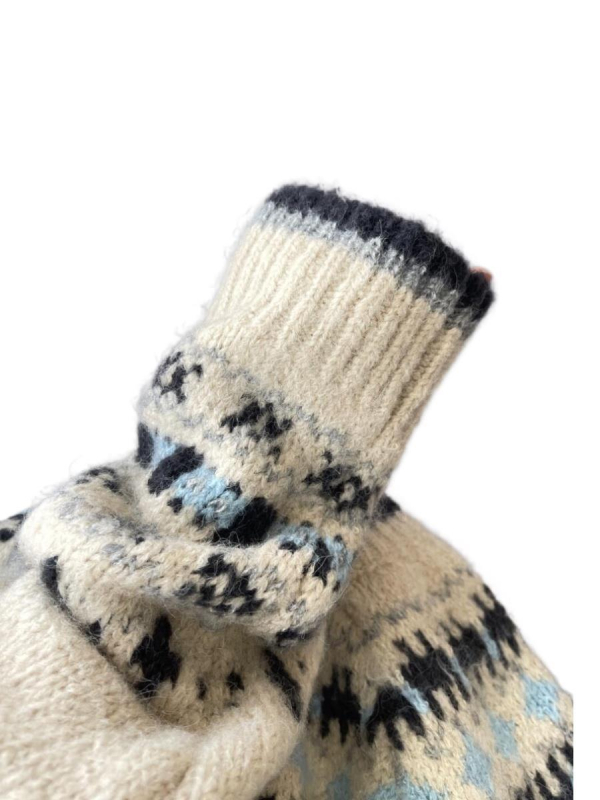 Vintage žakardna pletena kardiganka s okruglim izrezom za žene, teški jesen-zima, široki kroj, Fair Isle uzorak