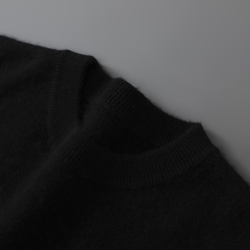 Muški pulover od 100% vune, pleteni džemper s okruglim izrezom, opuštenog kroja, dugi rukavi, srednje duljine