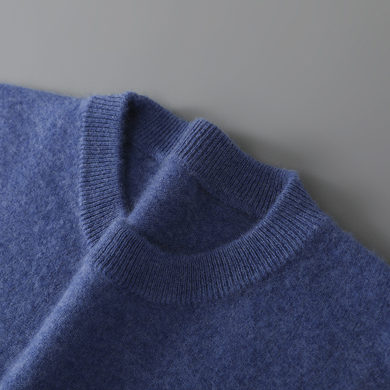 Muški pulover od 100% vune, pleteni džemper s okruglim izrezom, opuštenog kroja, dugi rukavi, srednje duljine