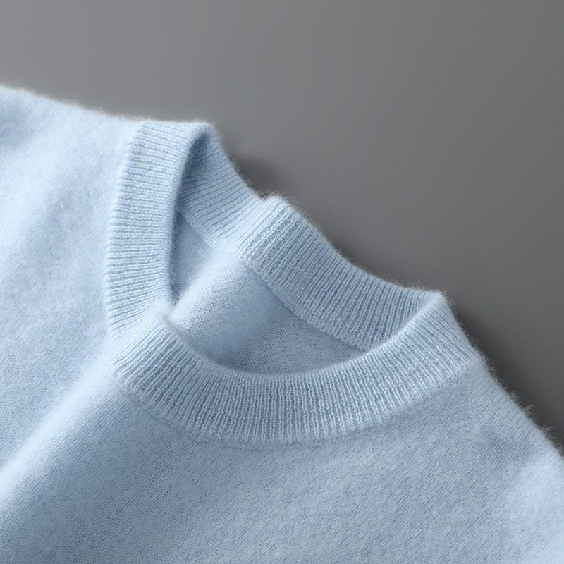 Muški pulover od 100% vune, pleteni džemper s okruglim izrezom, opuštenog kroja, dugi rukavi, srednje duljine