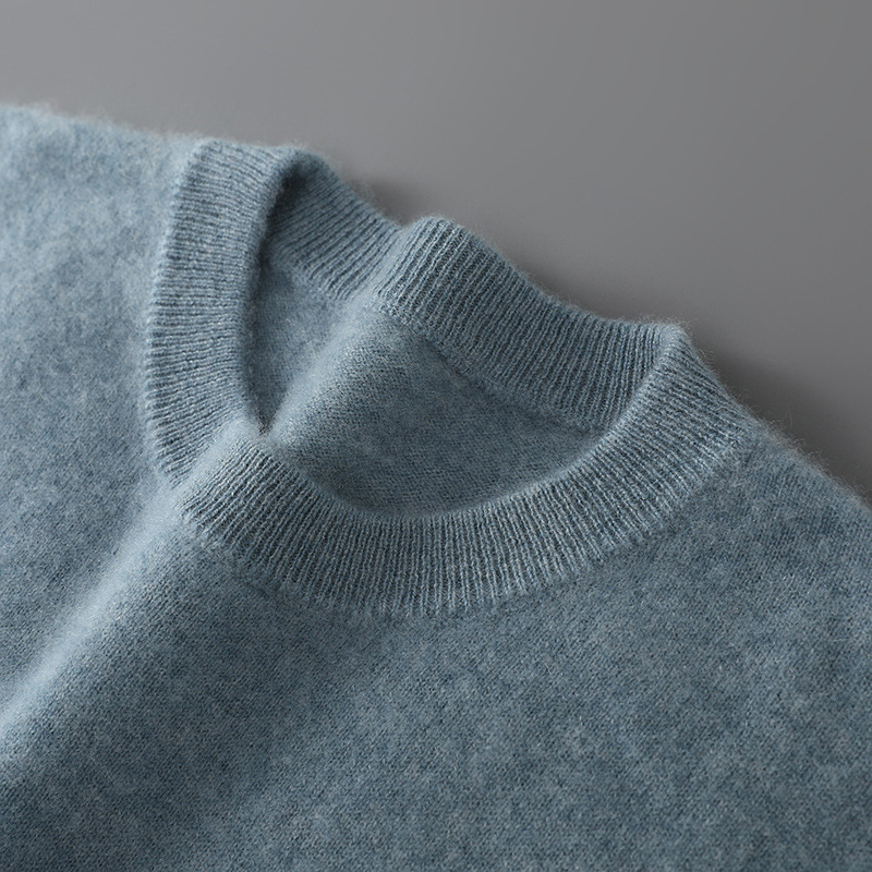 Muški pulover od 100% vune, pleteni džemper s okruglim izrezom, opuštenog kroja, dugi rukavi, srednje duljine