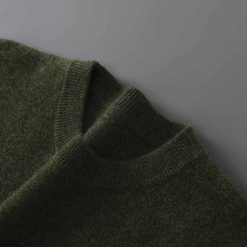 Muški pulover od 100% vune, pleteni džemper s okruglim izrezom, opuštenog kroja, dugi rukavi, srednje duljine