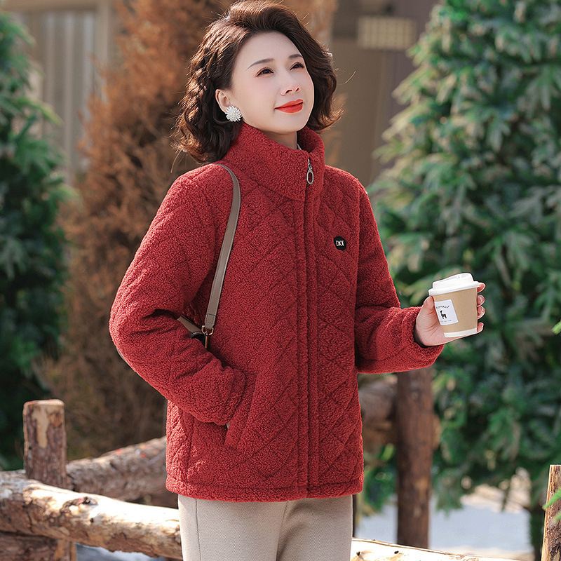 Jachetă de iarnă cu umplutură din bumbac, lungime medie, glugă, model pătrățos, fermoar, căldură groasă, stil urban