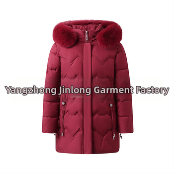 Geacă de iarnă căptușită cu bumbac pentru femei de vârstă mijlocie, izolație groasă, croială dreaptă, lungime medie, guler din blană artificială