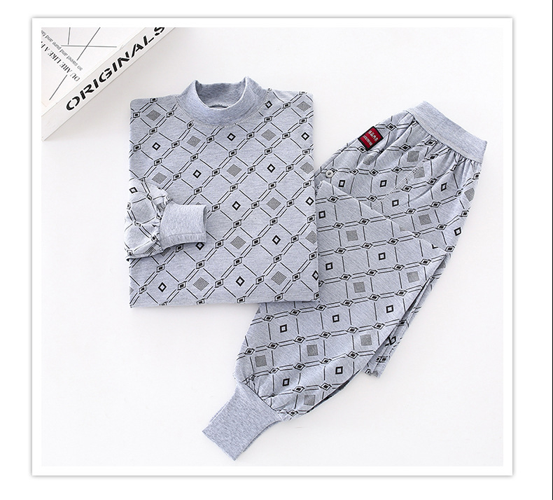 Set termic pentru bărbați: top tricot subțire și pantaloni, țesătură poliester-bumbac, 50% poliester, un singur strat, respirabil, elastic, păstrează căldura, guler înalt sau guler rotund