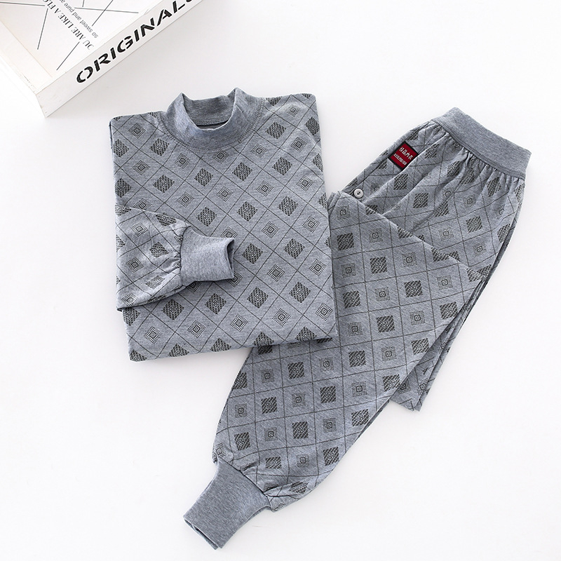 Set termic pentru bărbați: top tricot subțire și pantaloni, țesătură poliester-bumbac, 50% poliester, un singur strat, respirabil, elastic, păstrează căldura, guler înalt sau guler rotund