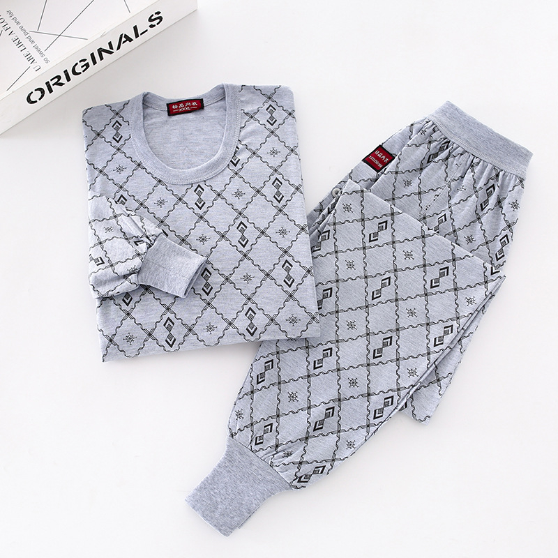 Set termic pentru bărbați: top tricot subțire și pantaloni, țesătură poliester-bumbac, 50% poliester, un singur strat, respirabil, elastic, păstrează căldura, guler înalt sau guler rotund