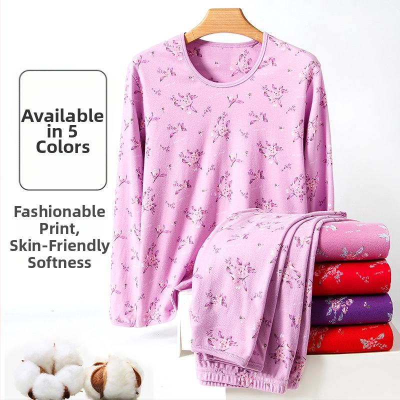 Sieviešu kokvilnas termālais apakšveļas komplekts, 100% kokvilna, kokvilnas oderes, mērenas siltuma īpašības, mērenas biezums