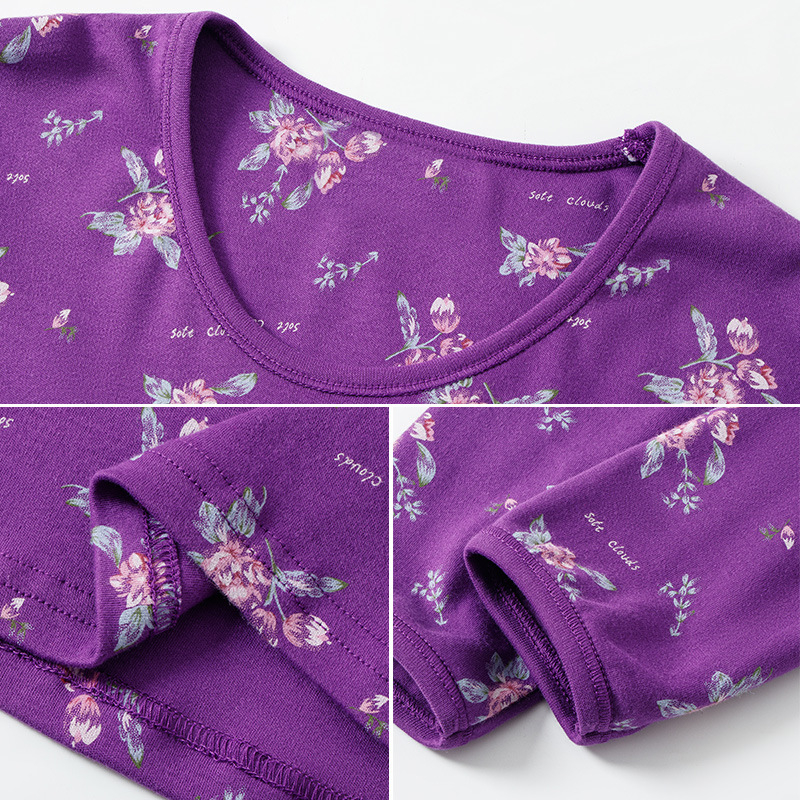 Set de lenjerie termică pentru femei, 100% bumbac, căptușeală din bumbac, căldură moderată, grosime moderată