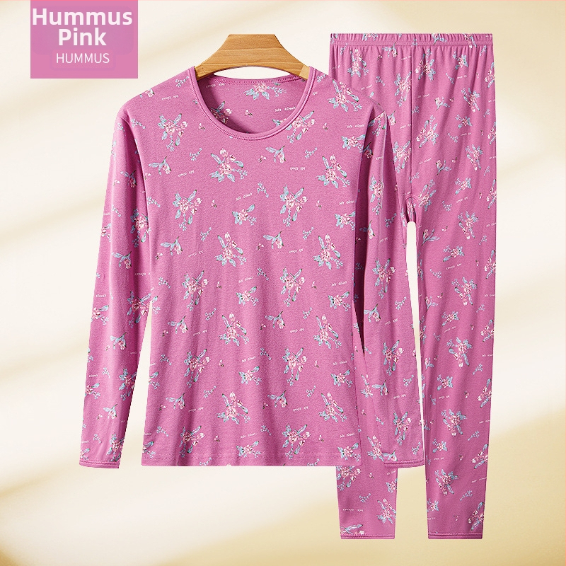 Set de lenjerie termică pentru femei, 100% bumbac, căptușeală din bumbac, căldură moderată, grosime moderată