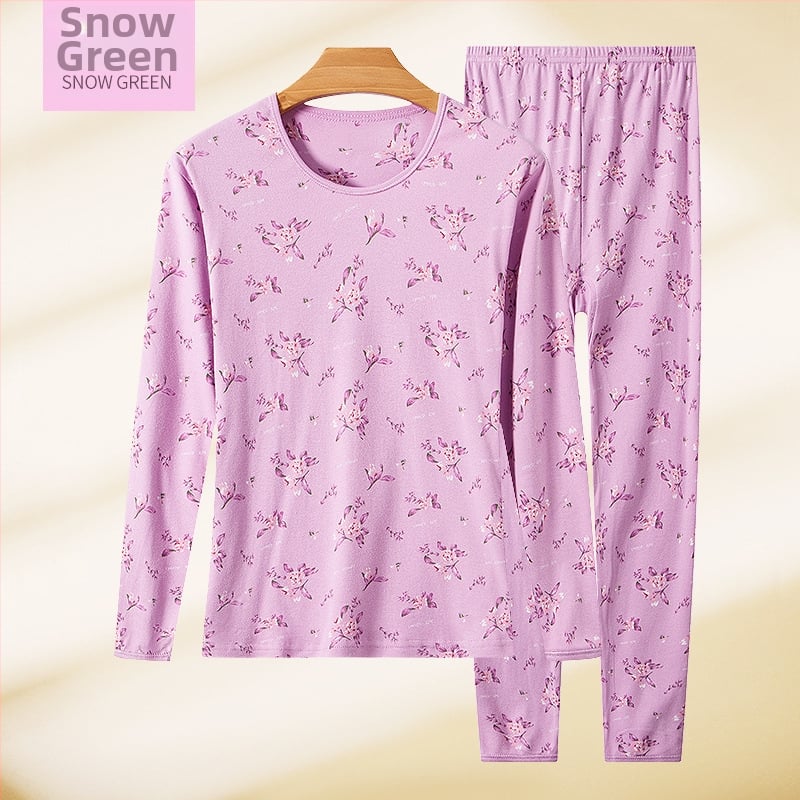 Set de lenjerie termică pentru femei, 100% bumbac, căptușeală din bumbac, căldură moderată, grosime moderată