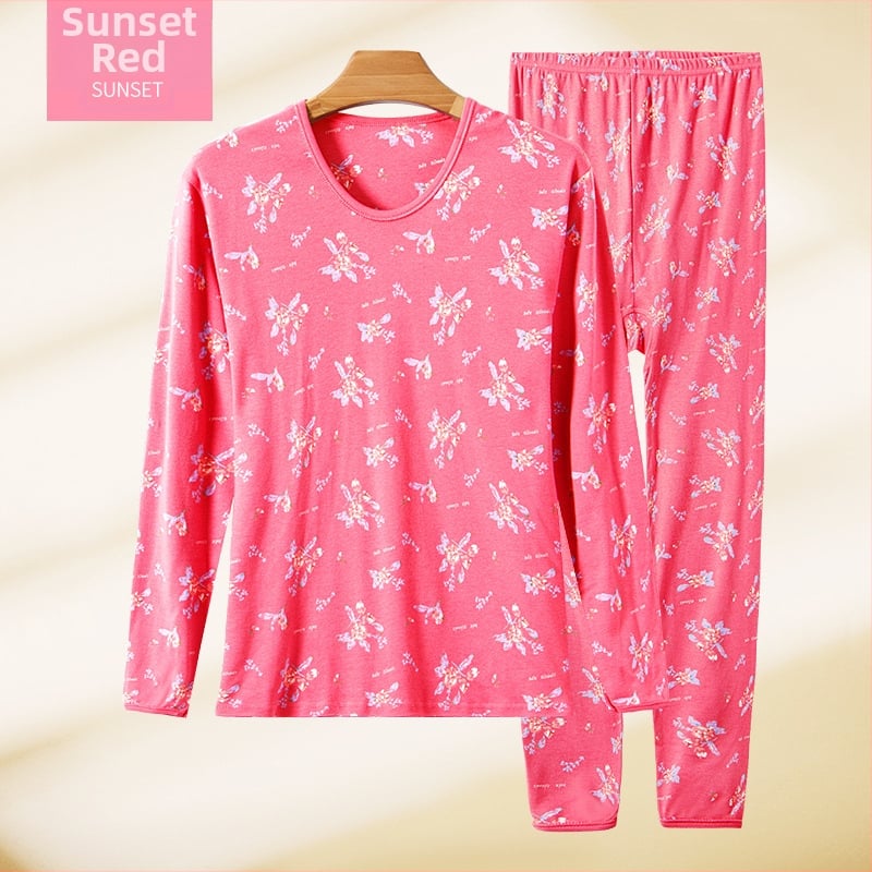 Set de lenjerie termică pentru femei, 100% bumbac, căptușeală din bumbac, căldură moderată, grosime moderată