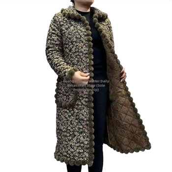 Jachetă damă corduroy, căptușită cu fleece, izolație Space Cotton, lungime medie, închidere cu catarame multiple, pentru femei de vârstă mijlocie și în vârstă