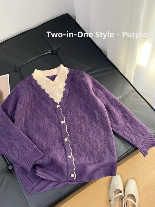 Moterų kiniško stiliaus megztinis su velvetiniu audiniu, imitacija dviejų dalių komplekto, apykaklė cheongsam, augalų ir gėlių raštas; audinys: akriliniai pluoštai; pagrindinis sudėtis <=30%; spandeks <=30%.