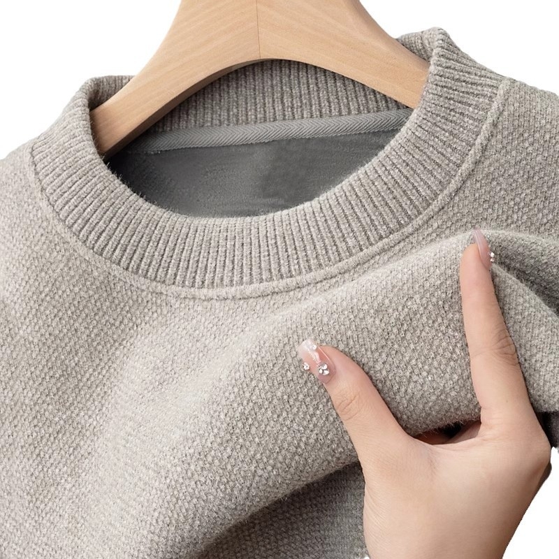 Muški Chenille džemper s flis podlogom, debeli pleteni pulover, korejski stil, udoban kroj, polu-visoki ovratnik