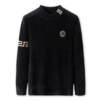 Férfi Mink fleece pulóver, kerek nyakú, vastag, 90% poliészter keverék