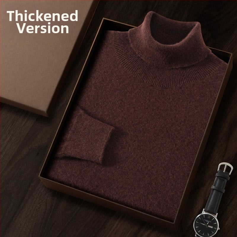 Vyriškas kašmyro megztinis su aukštu apykakle, siauras kirpimas, ilgos rankovės, tankiai megztas, medvilnės mišinys