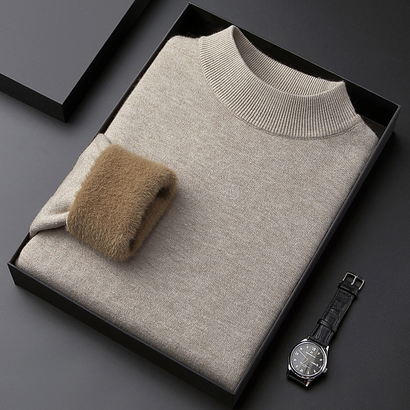 Džemper slim-fit s flisom, poluokrugla ovratnica, minimalistički dizajn, viskozna smjesa