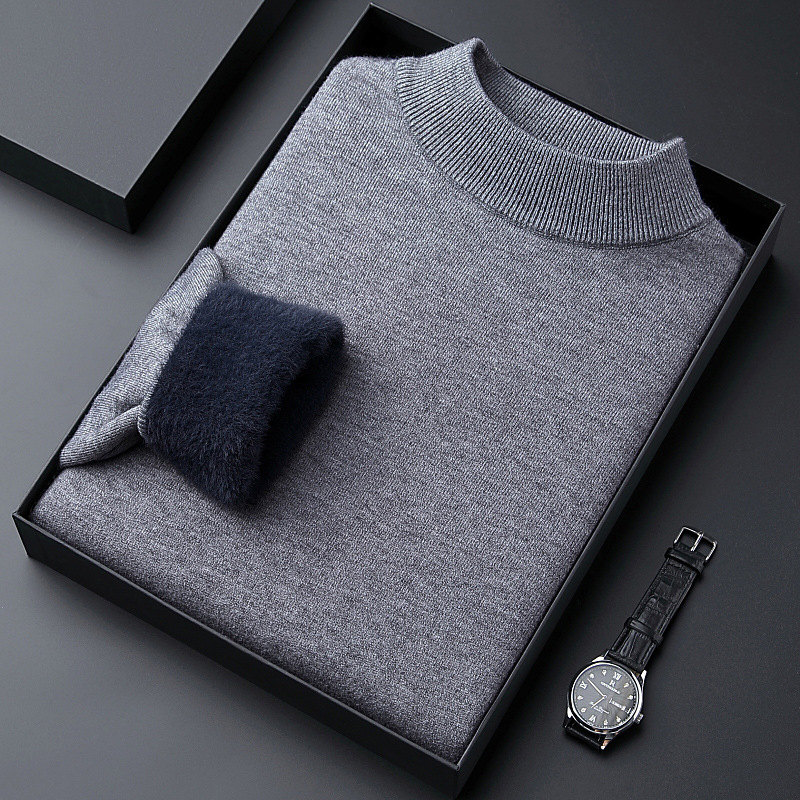 Džemper slim-fit s flisom, poluokrugla ovratnica, minimalistički dizajn, viskozna smjesa
