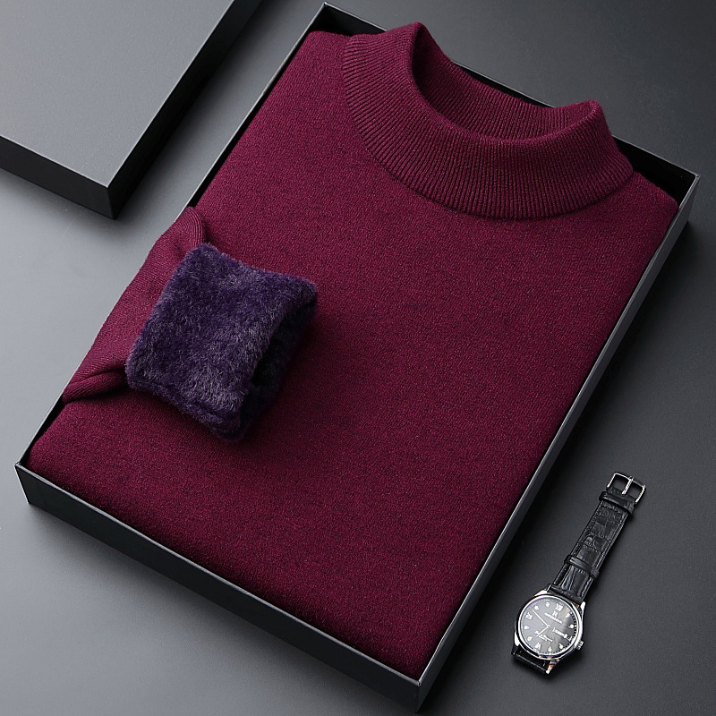 Džemper slim-fit s flisom, poluokrugla ovratnica, minimalistički dizajn, viskozna smjesa
