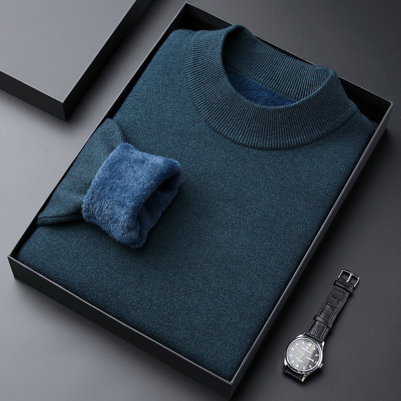 Džemper slim-fit s flisom, poluokrugla ovratnica, minimalistički dizajn, viskozna smjesa