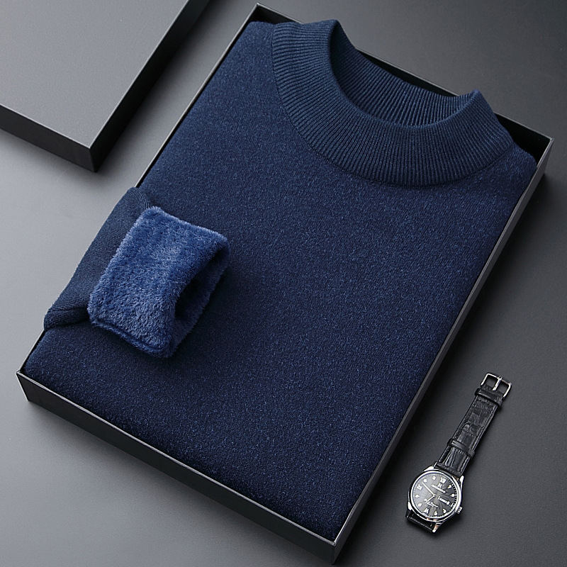 Džemper slim-fit s flisom, poluokrugla ovratnica, minimalistički dizajn, viskozna smjesa