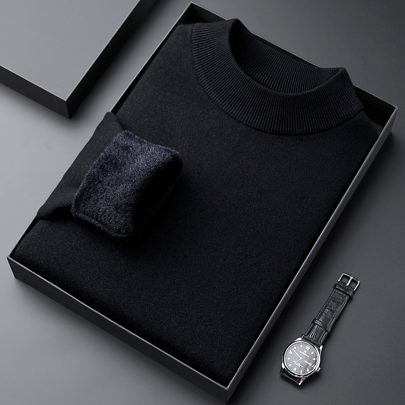 Džemper slim-fit s flisom, poluokrugla ovratnica, minimalistički dizajn, viskozna smjesa