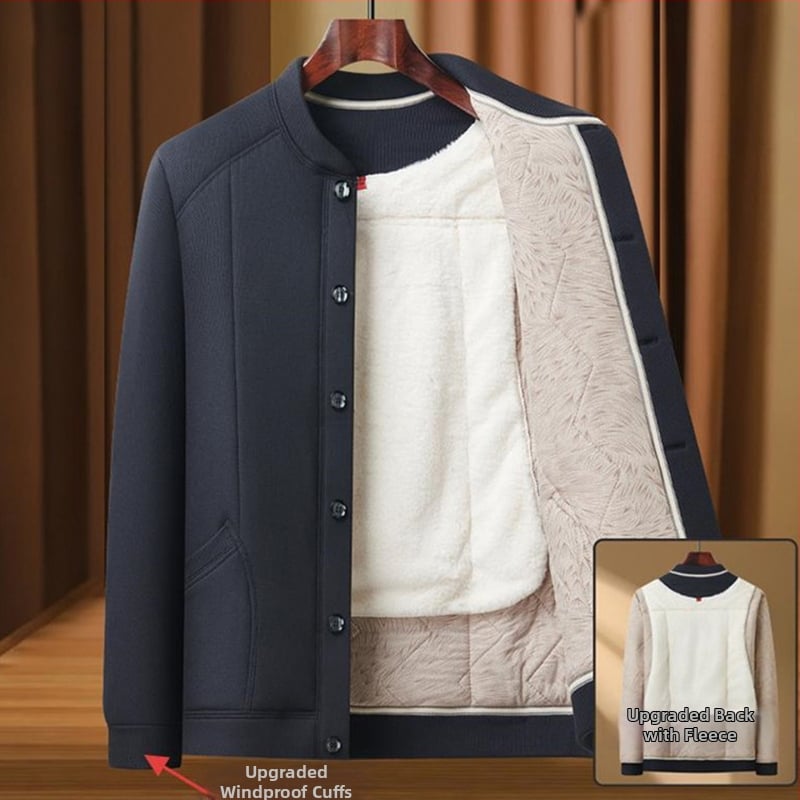 Vyrinė žiemos striukė iš poliesterio su fliso uždaila, gobtuvas, ilgomis rankovėmis, užtrauktiniais kišenėmis, įprasto ilgio, Žiema 2025