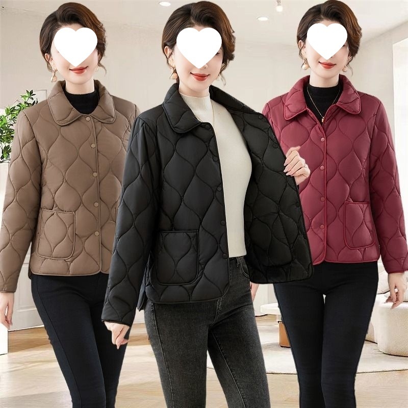 Geacă de bumbac, lungime medie, cu guler polo, umplutură din mătase-pamuc, țesătură TR