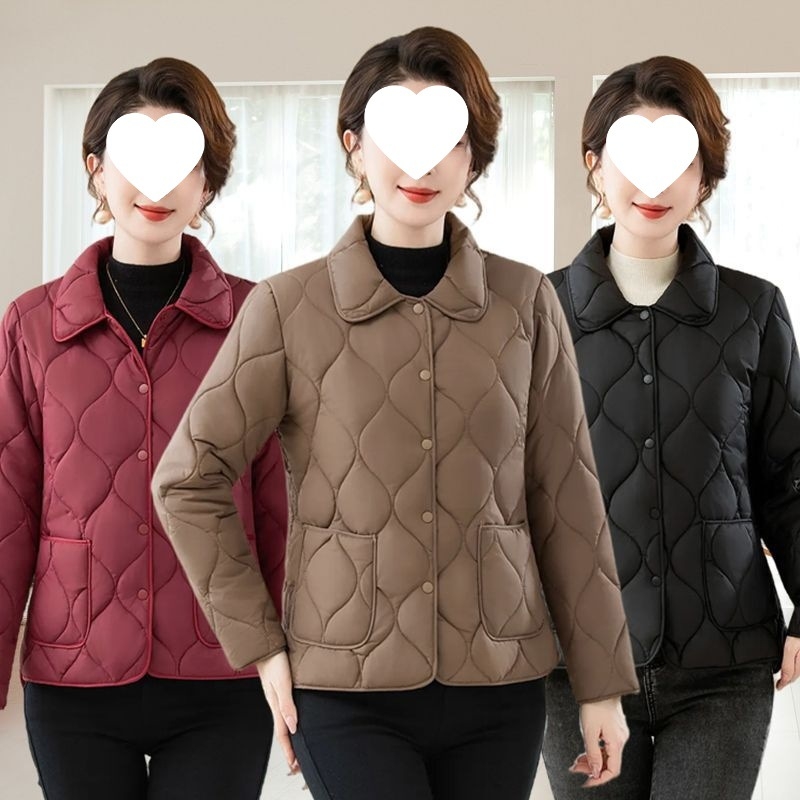 Geacă de bumbac, lungime medie, cu guler polo, umplutură din mătase-pamuc, țesătură TR