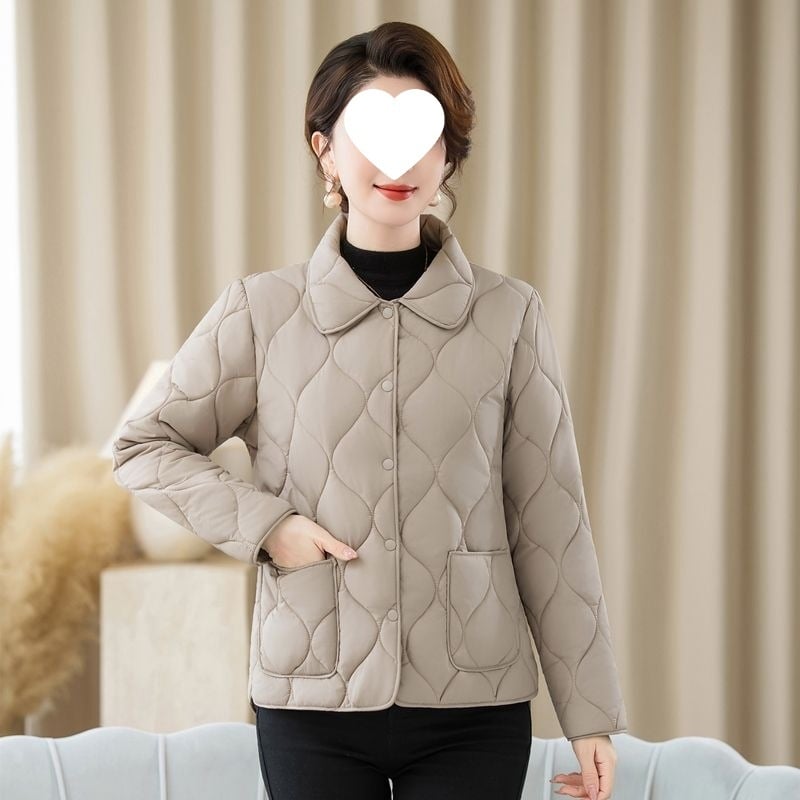 Geacă de bumbac, lungime medie, cu guler polo, umplutură din mătase-pamuc, țesătură TR