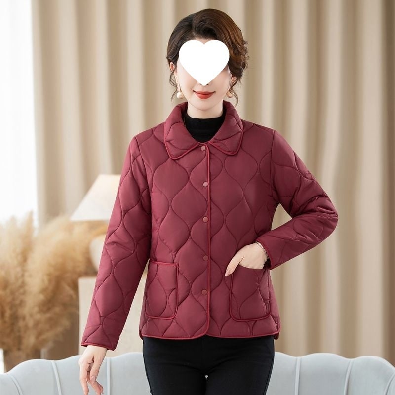 Geacă de bumbac, lungime medie, cu guler polo, umplutură din mătase-pamuc, țesătură TR