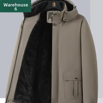 Žieminis medvilninis paltas vyrams, vidutinio amžiaus ir vyresniems, vidutinio ilgio