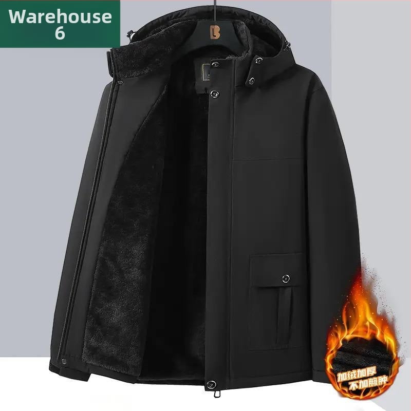 Žieminis medvilninis paltas vyrams, vidutinio amžiaus ir vyresniems, vidutinio ilgio