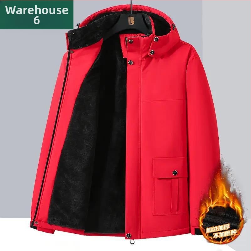 Žieminis medvilninis paltas vyrams, vidutinio amžiaus ir vyresniems, vidutinio ilgio