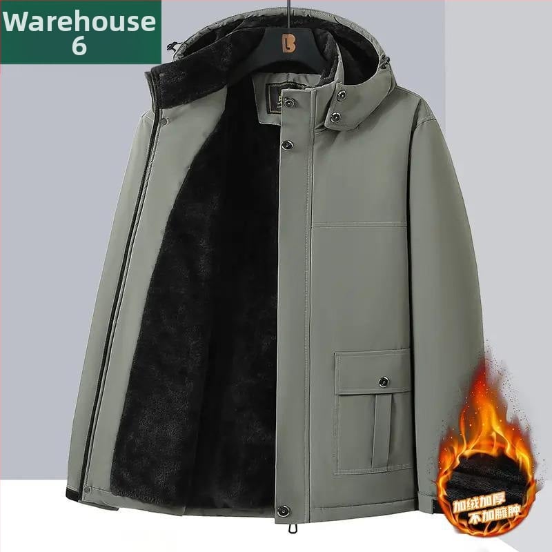 Žieminis medvilninis paltas vyrams, vidutinio amžiaus ir vyresniems, vidutinio ilgio