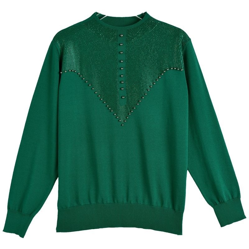 Női gyapjúkeverék kötött pulóver, kerek nyakú, hosszú ujjú, tavasz 2023